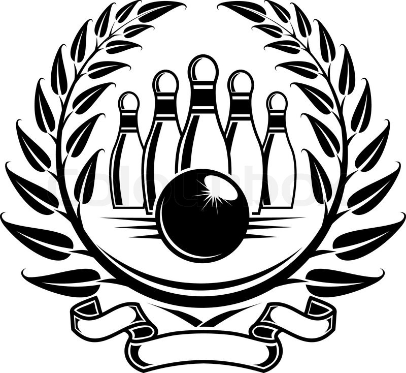 800x734 Bowling Symbol In Laurel Wreath In Retro Style Stock Vector