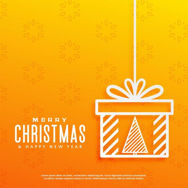 640x640 Yellow Background With Christmas Tree Inside A Gift Box Design