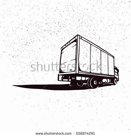 450x470 Box Truck. Vector Illustration On Grunge Texture Background