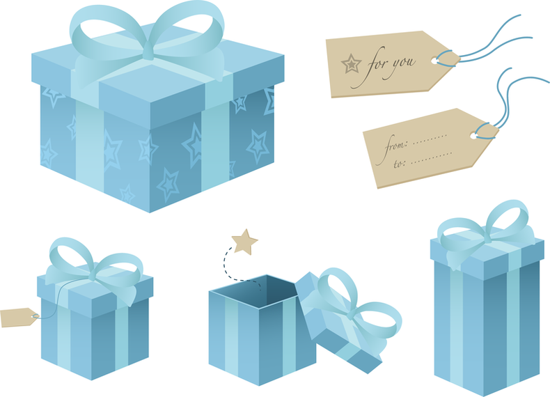 790x570 Free Blue Gift Box Vector Material