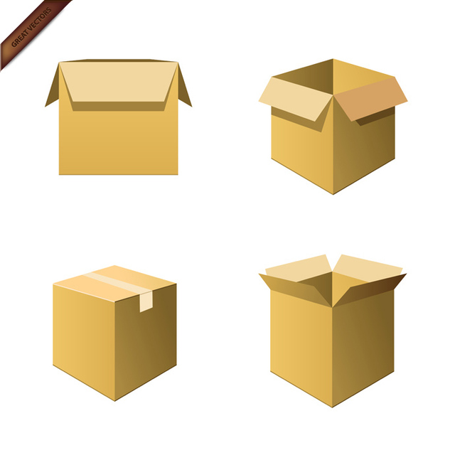 640x640 Vector Cardboard Boxes