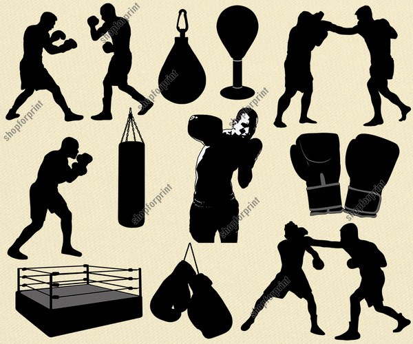 600x500 Boxing Silhouette Vector