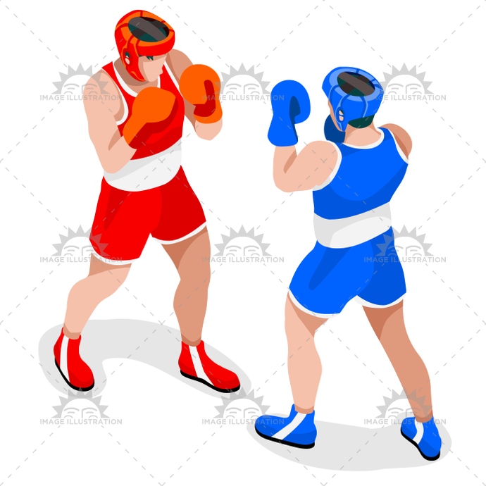 690x690 Boxing 2016 Sports 3d Isometric Vector Illustration
