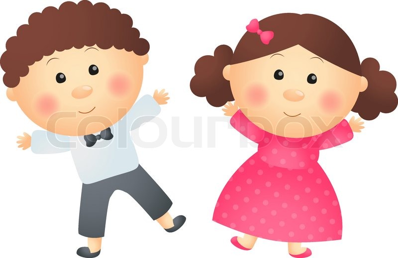 800x519 Cute Cartoon Girl With Boy Stock Vector Colourbox