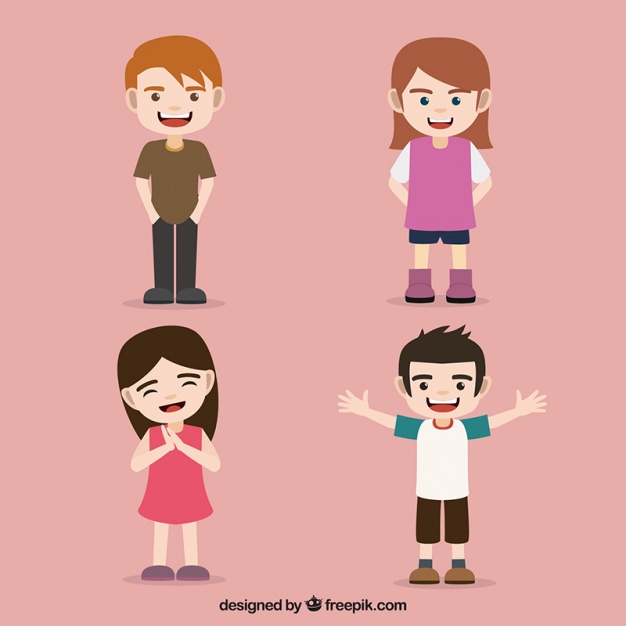 626x626 Pack Of Cheerful Boys Vector Free Download