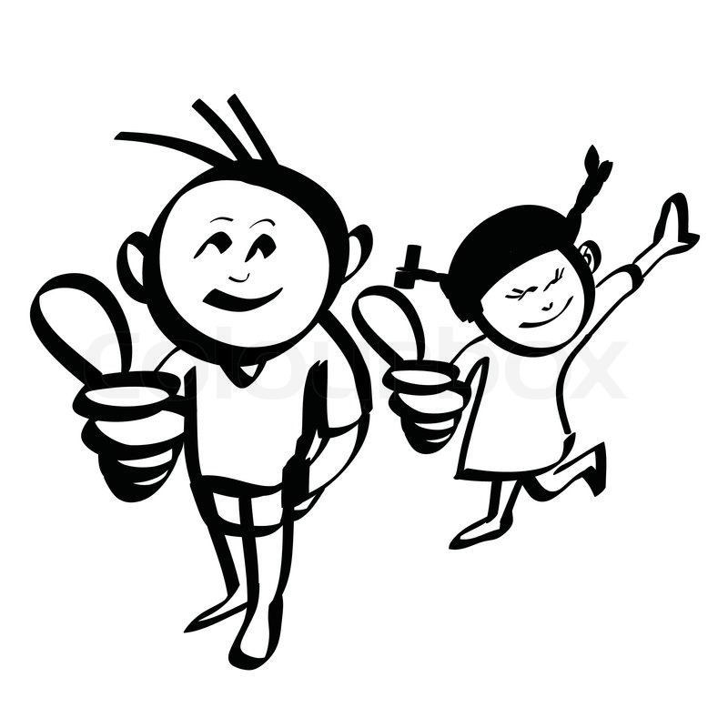 800x800 Cartoon Boy And Girl Hand Drawn Vector Stock Vector Colourbox