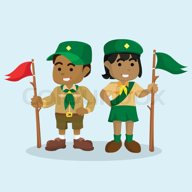 800x800 African Boy Scout And African Girl Scout Stock Vector Colourbox