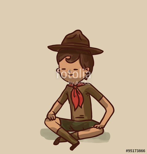 479x500 Vector Boy Scout, Brown Hair. Cartoon Image Of A Boy Scout With