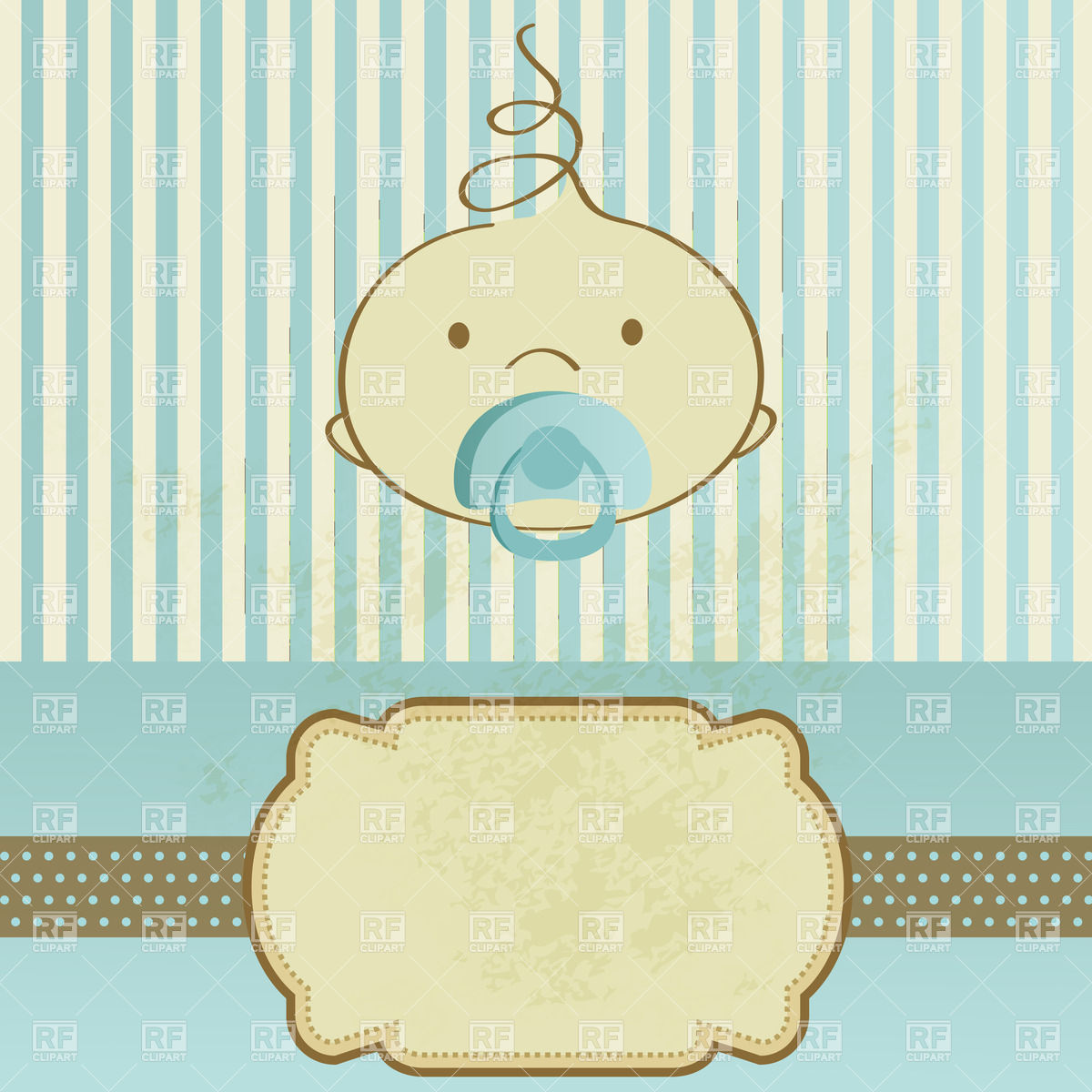 1200x1200 Birthday Card With Baby Boy Face With Pacifier Vector Image