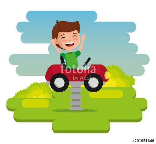 500x462 Park With Kid Zone Scene With Boy Vector Illustration Design