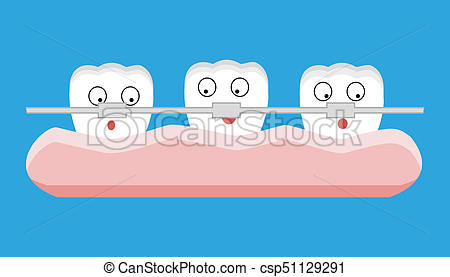 450x277 Cartoon Tooth Braces. Vector Illustration.