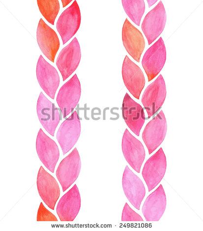 413x470 Watercolor Seamless Vertical Braid, Vector Illustration.