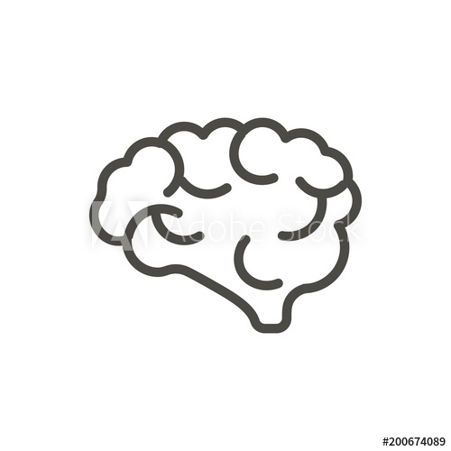 500x500 Brain Icon Vector. Outline Mind. Line Human Brain Symbol.