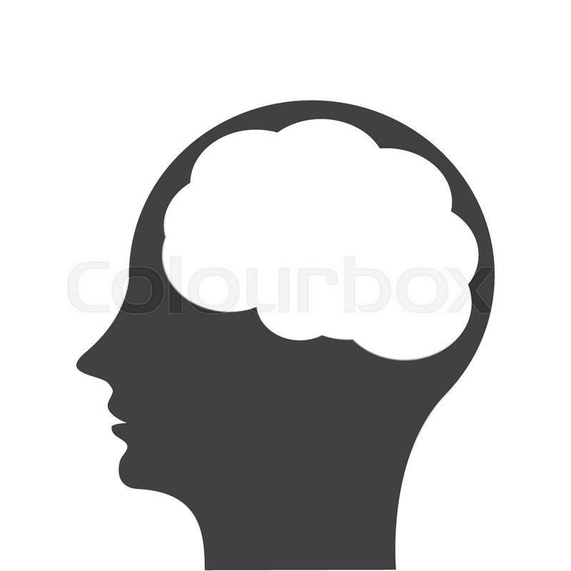 800x800 Flat Design Head Profile Witn Brain Icon Vector Illustration