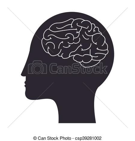 450x470 Flat Design Human Head And Brain Icon Vector Illustration.