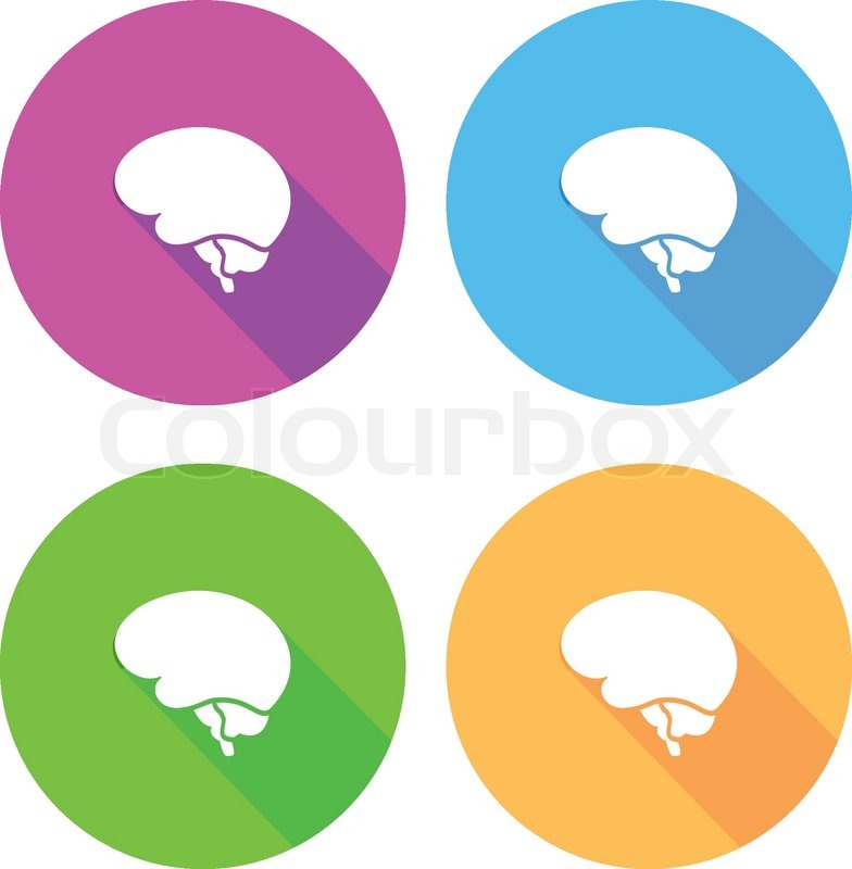 784x800 Flat Long Shadow Brain Icon Modern Design Stock Vector Colourbox