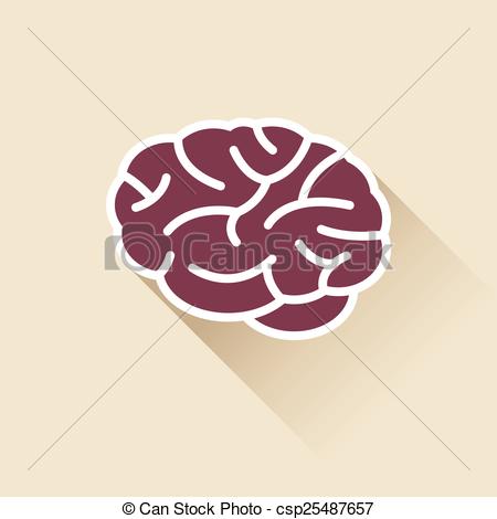 450x470 Simple Brain Icon. Simple Brain Icon With Outline And Shadow.
