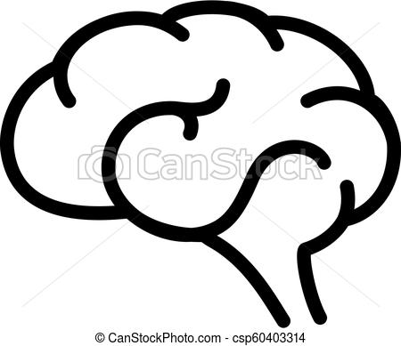 450x389 Brain Outline Vector Icon On White Background.