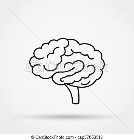 450x470 Brain Vector Icon. Outline Brain Vector Icon.