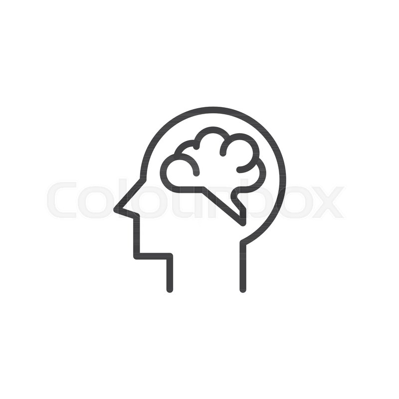 800x800 Human Brain Outline Icon. Linear Style Sign For Mobile Concept And