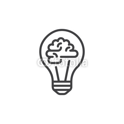 400x400 Light Bulb And Brain Line Icon, Outline Vector Sign, Linear Style