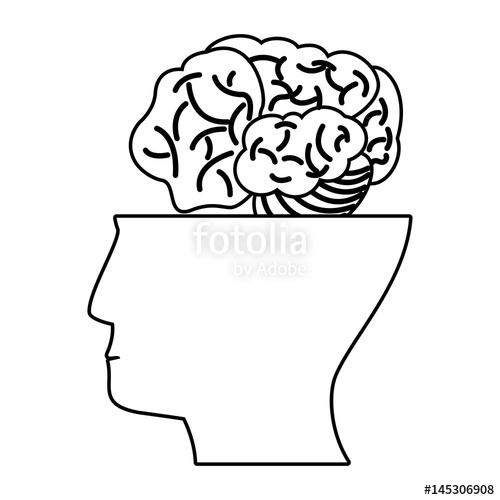 500x500 Human Head Brain Think Outline Vector Illustration Eps 10 Stock