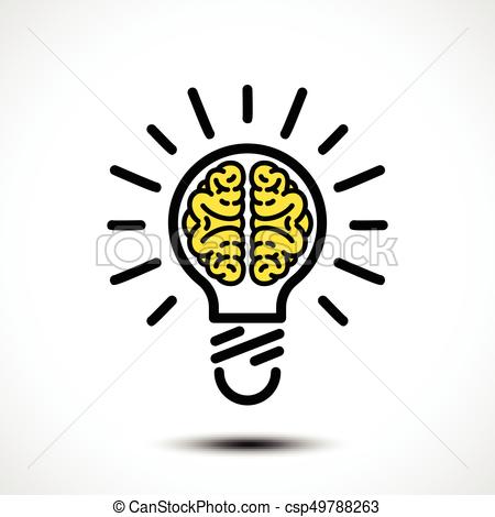450x470 Light Bulb Idea With Brain Vector Logo Template. Corporate Icon