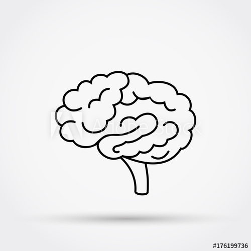 500x500 Outline Brain Vector Icon.