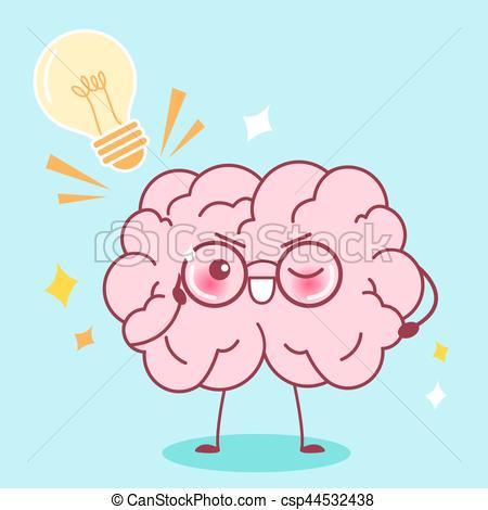 450x470 Cute Cartoon Smart Brain With Blue Background.