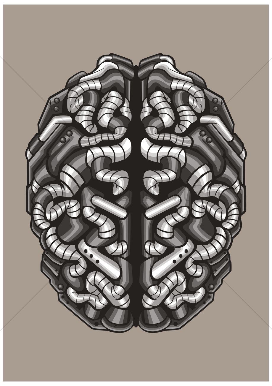 919x1300 Free Mechanical Brain Vector Image