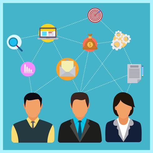 490x490 Flat Business Brainstorming Vector Illustration