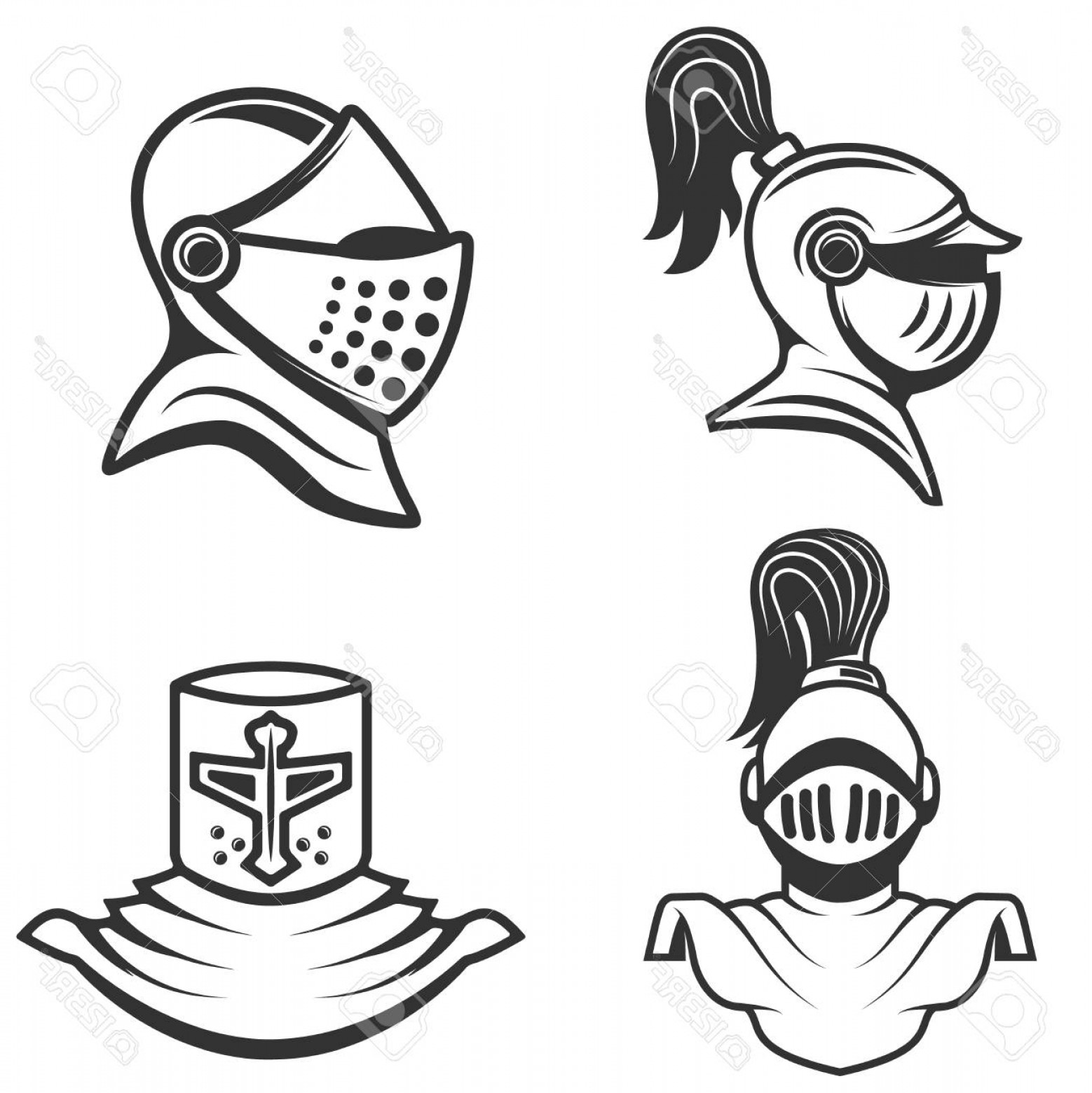 1558x1560 Photostock Vector Set Of The Knight Helmets Isolated On White