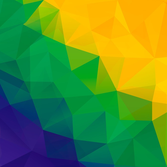 700x700 Abstract Polygon Background. Brazil Flag Colors. Vector. Poster