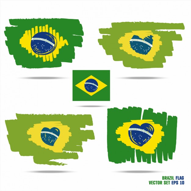626x626 Hand Painted Brazil Flags Vector Free Download