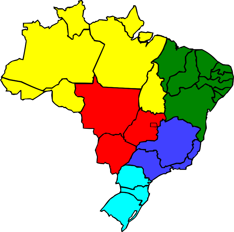 800x796 Colored Map Of Brazil Free Vector 4vector
