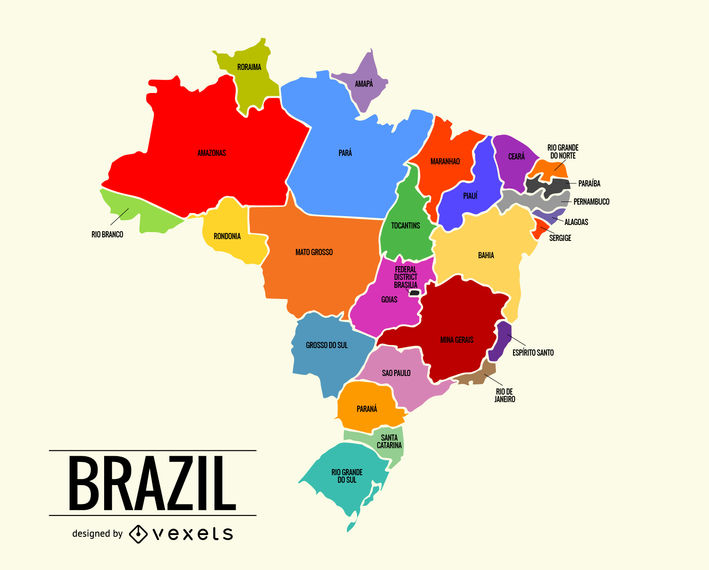 709x570 Colorful Brazil Map