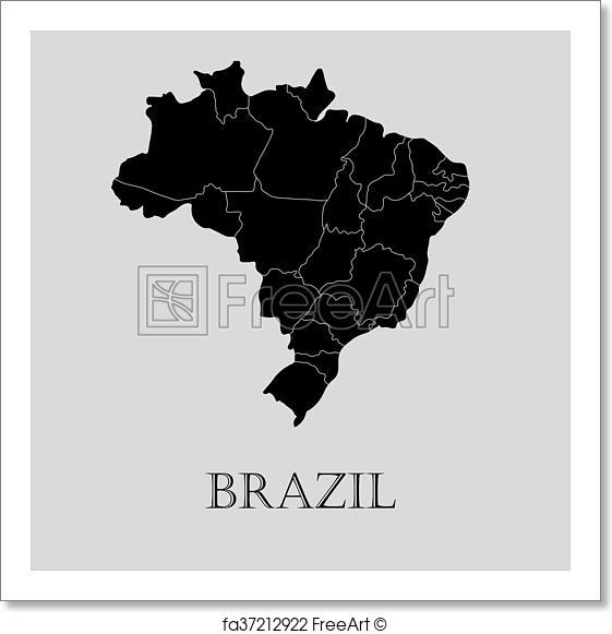 561x581 Free Art Print Of Black Brazil Map