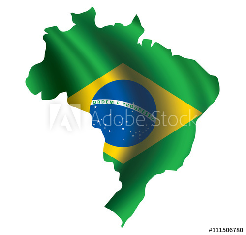 500x479 Vector Brazil Flag Blowing In The Wind In Brazil Map Shape