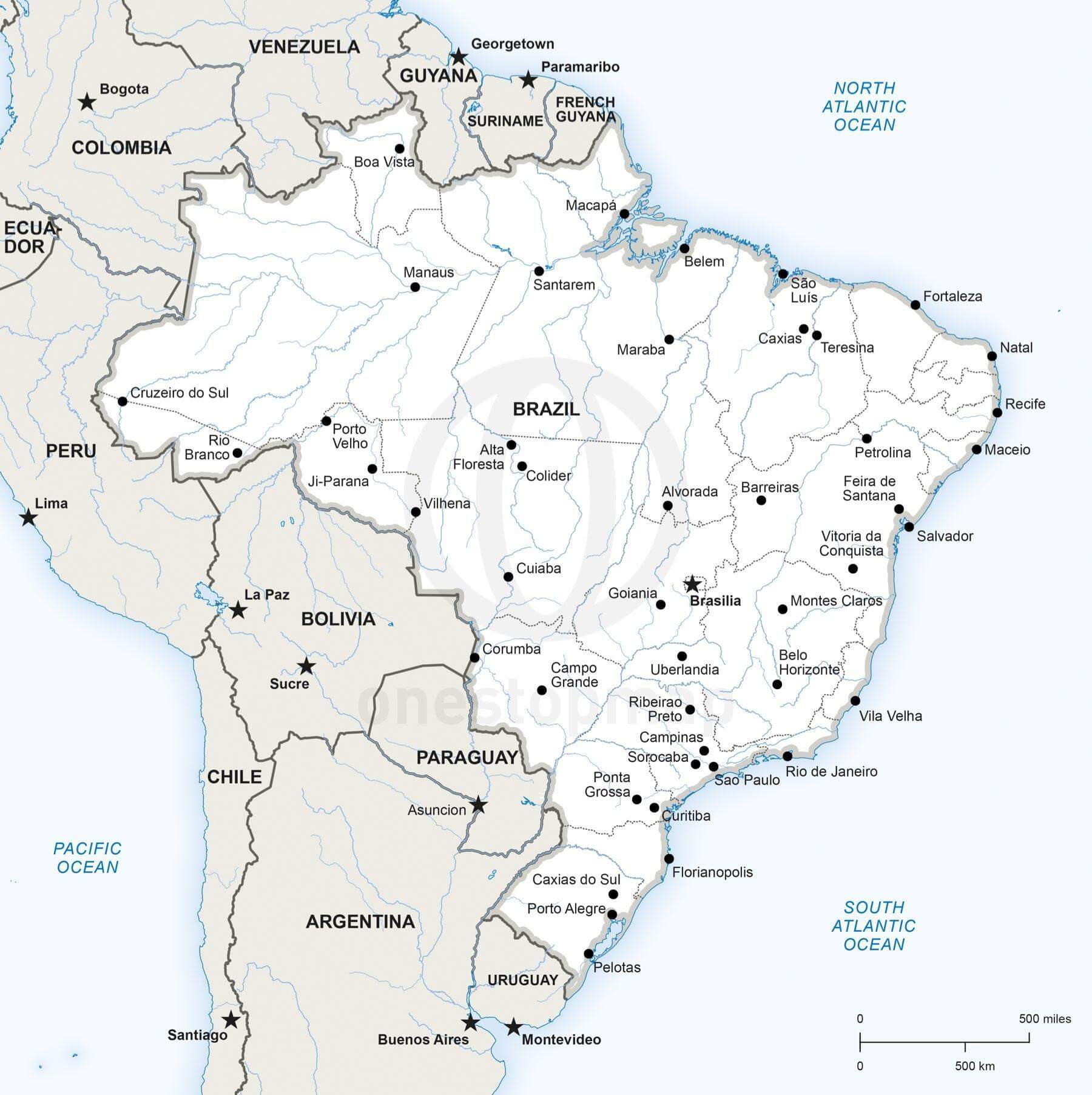 1800x1805 Vector Map Of Brazil Political One Stop Map