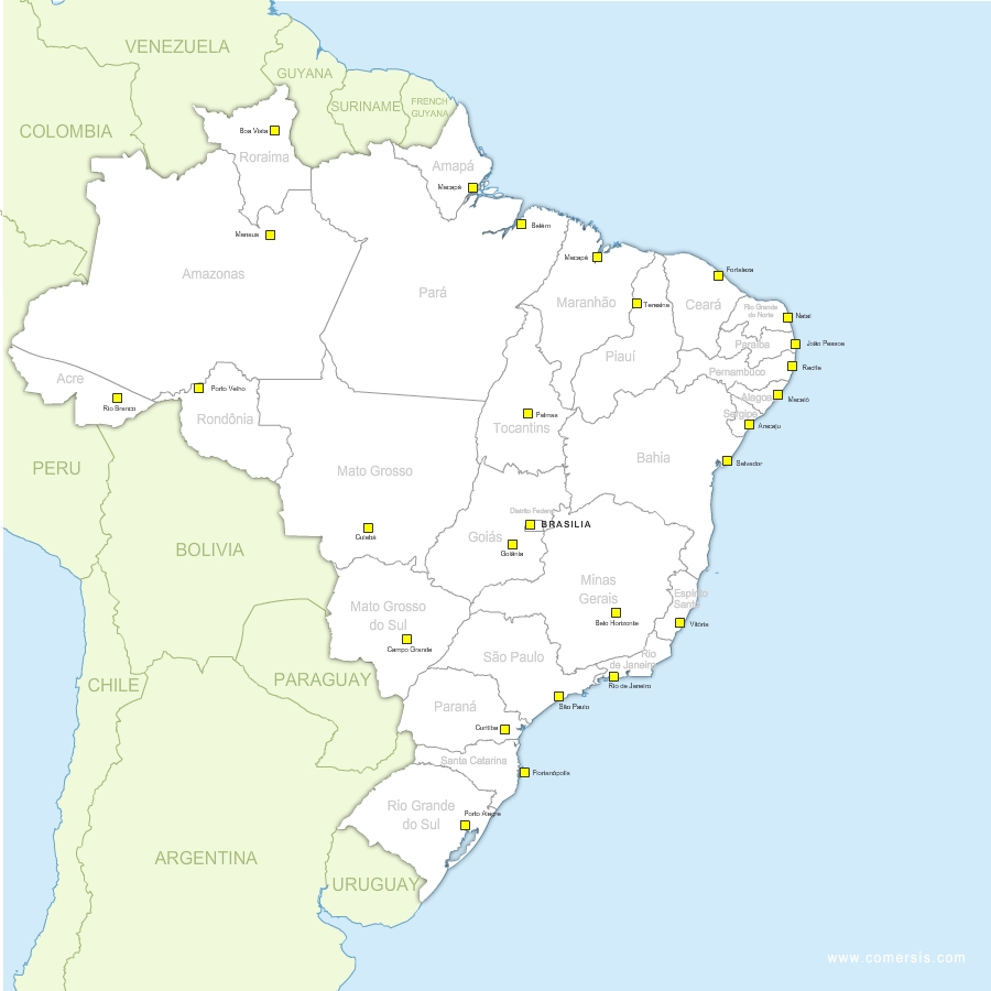 900x900 Vector Map Of Brazil States