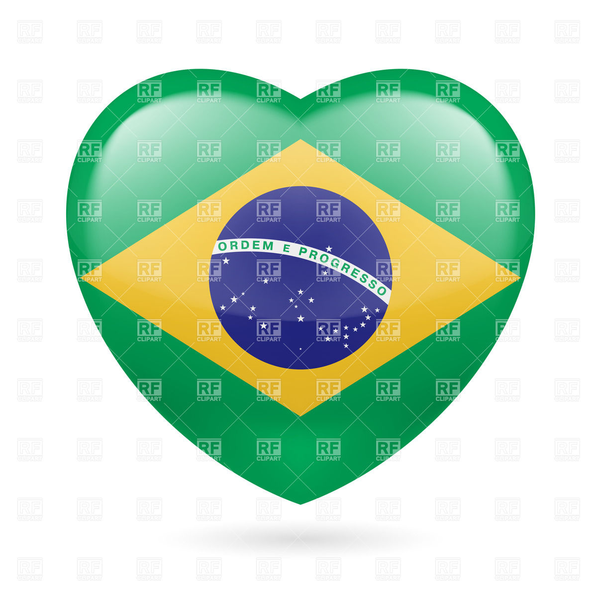 1200x1200 Heart With Brazaillan Flag Colors. I Love Brazil Vector Image