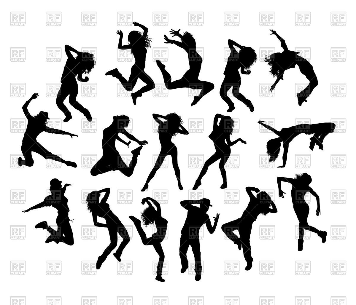 1200x1029 Happy Break Dance Expression Silhouettes