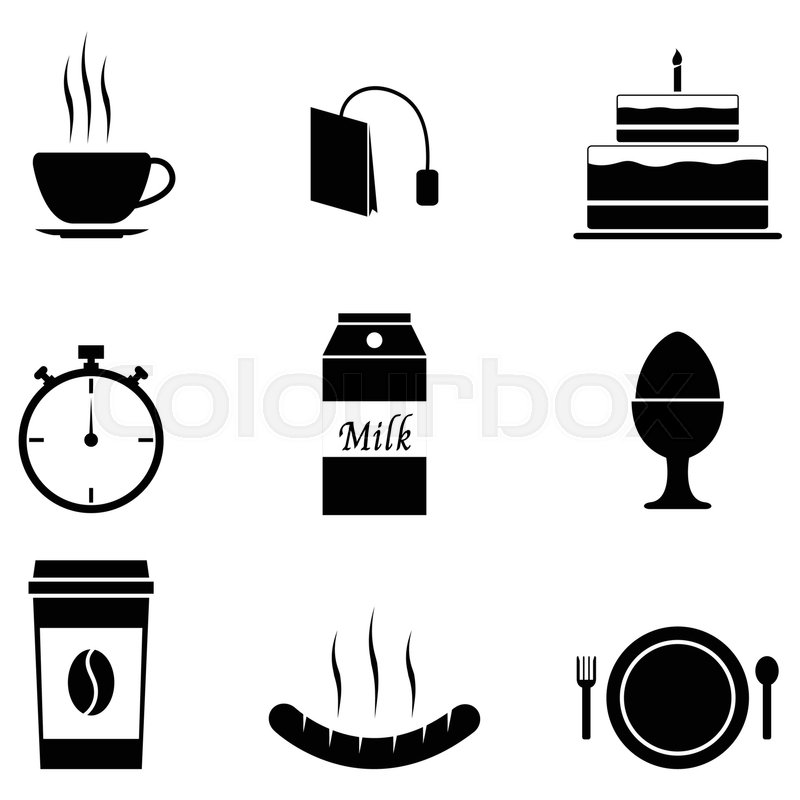 800x800 Breakfast Icons Set Stock Vector Colourbox