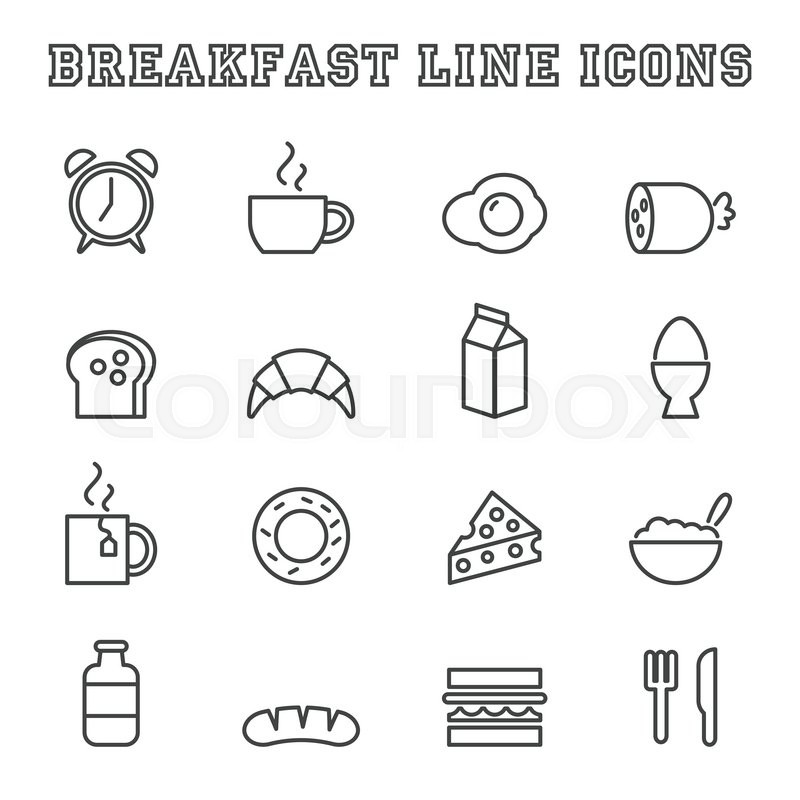 800x800 Breakfast Line Icons, Mono Vector Symbols Stock Vector Colourbox