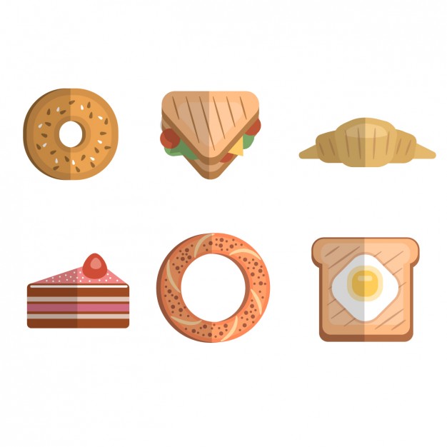 626x626 Flat Breakfast Icons Collection Vector Free Download