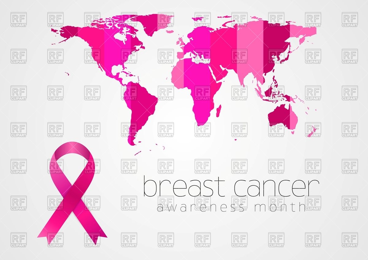1200x850 Breast Cancer Awareness Pink Ribbon And World Map Vector Image