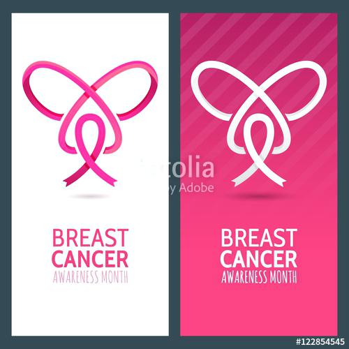 500x500 Vector Banner Set For Breast Cancer Awareness Month Linear Pink