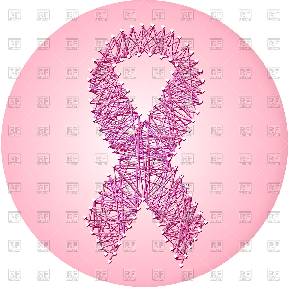 1200x1195 Breast Cancer Awareness Pink Ribbon Of Thread Vector Image