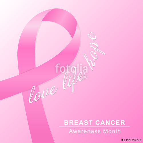 500x500 Breast Cancer Background With Pink Ribbon. Beast Cancer Awareness