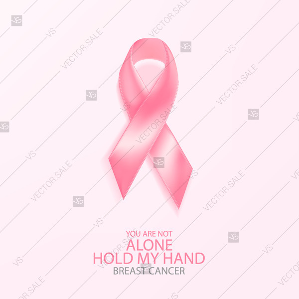 600x600 Realistic Pink Ribbon, Breast Cancer Awareness Symbol, Vector